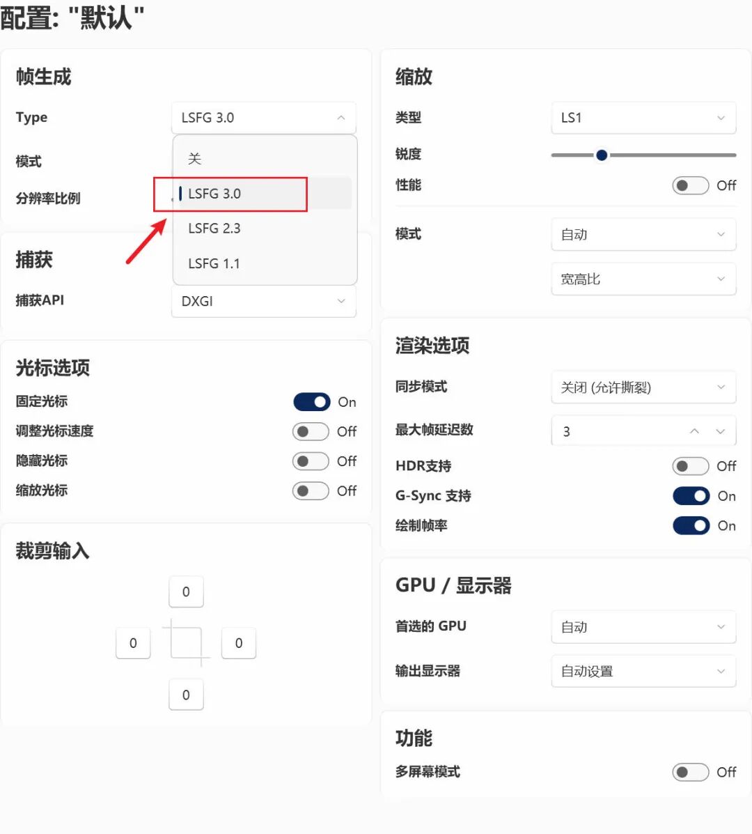 LSFG3.0 选项示意